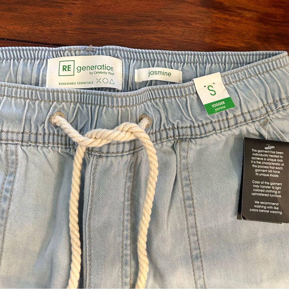 NWT-RE Generation “jasmine”jogger Pants Light blue Drawstring Size S - Picture 3 of 8